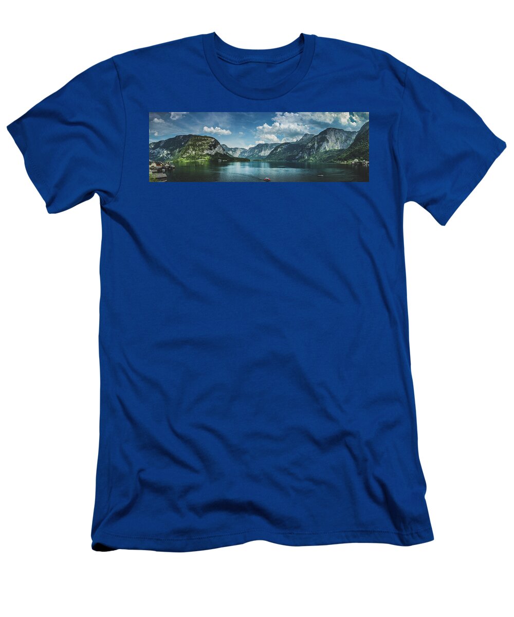 Architecture T-Shirt featuring the photograph Stunning Lake Hallstatt Panorama by Andy Konieczny