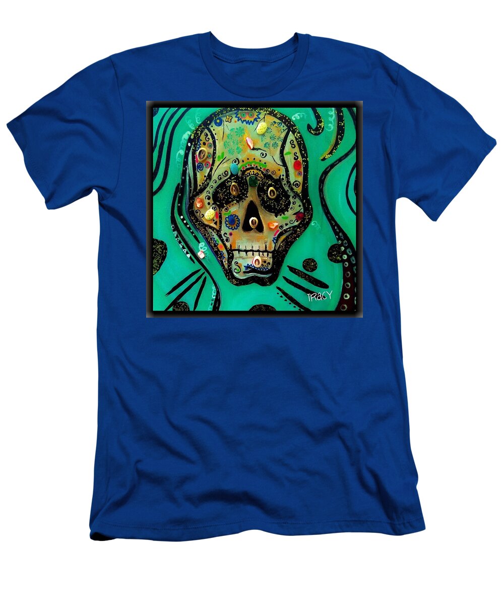 Sugar Skull T-Shirt featuring the mixed media Sugar Skull 4 by Tracy Mcdurmon