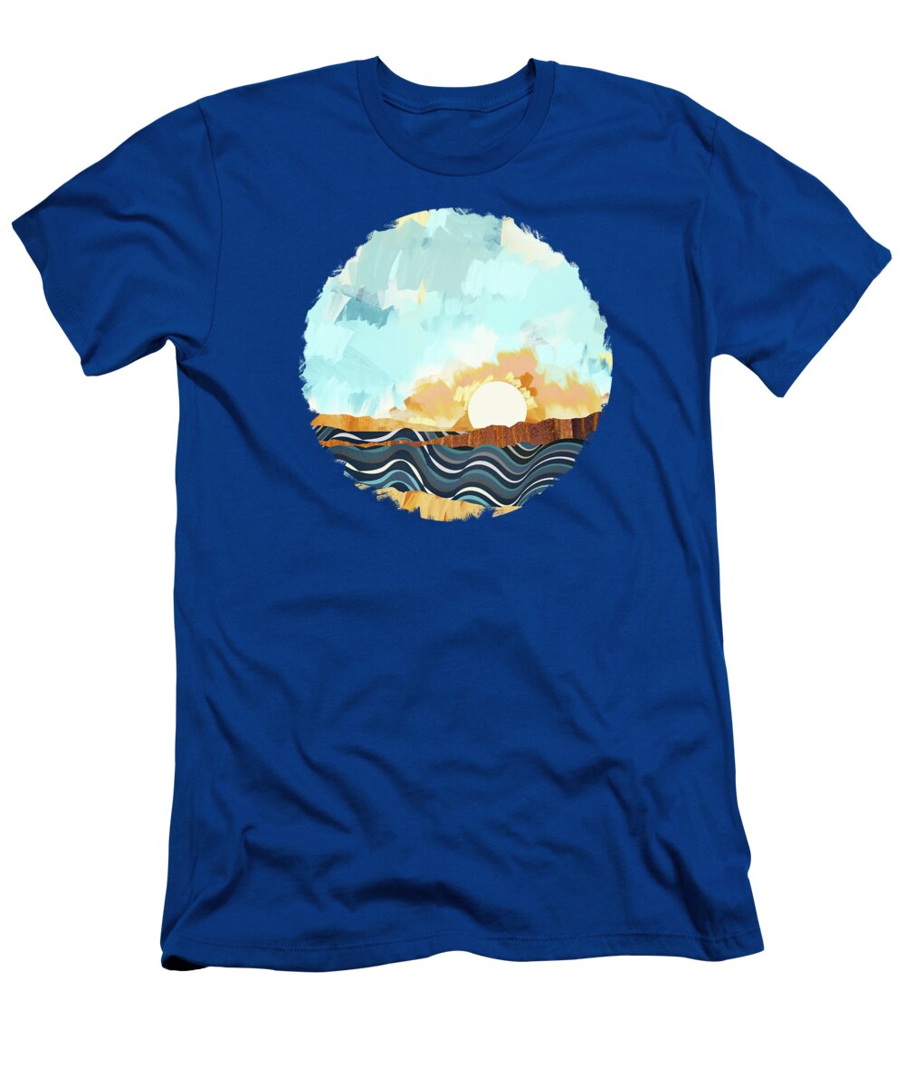 Summer T-Shirt featuring the digital art Summer Beach Sunset by Spacefrog Designs