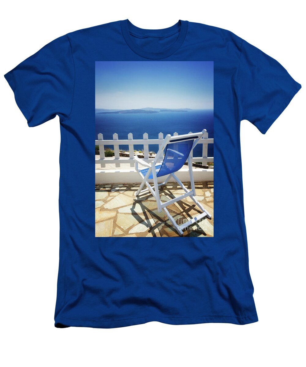 Santorini T-Shirt featuring the photograph Summer Relax at Santorini by Anastasy Yarmolovich