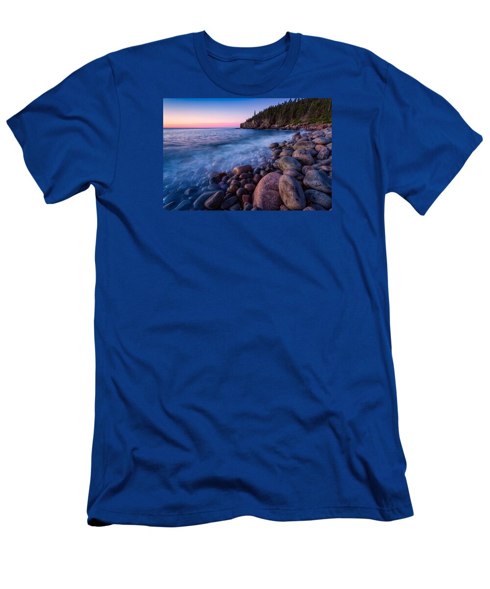 Acadia T-Shirt featuring the photograph Sunrise At Boulder Beach Acadia NP by Jeff Sinon