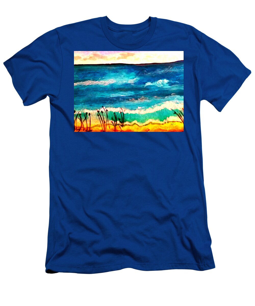 Seascape T-Shirt featuring the painting Sunset Beach by Amy Shaw
