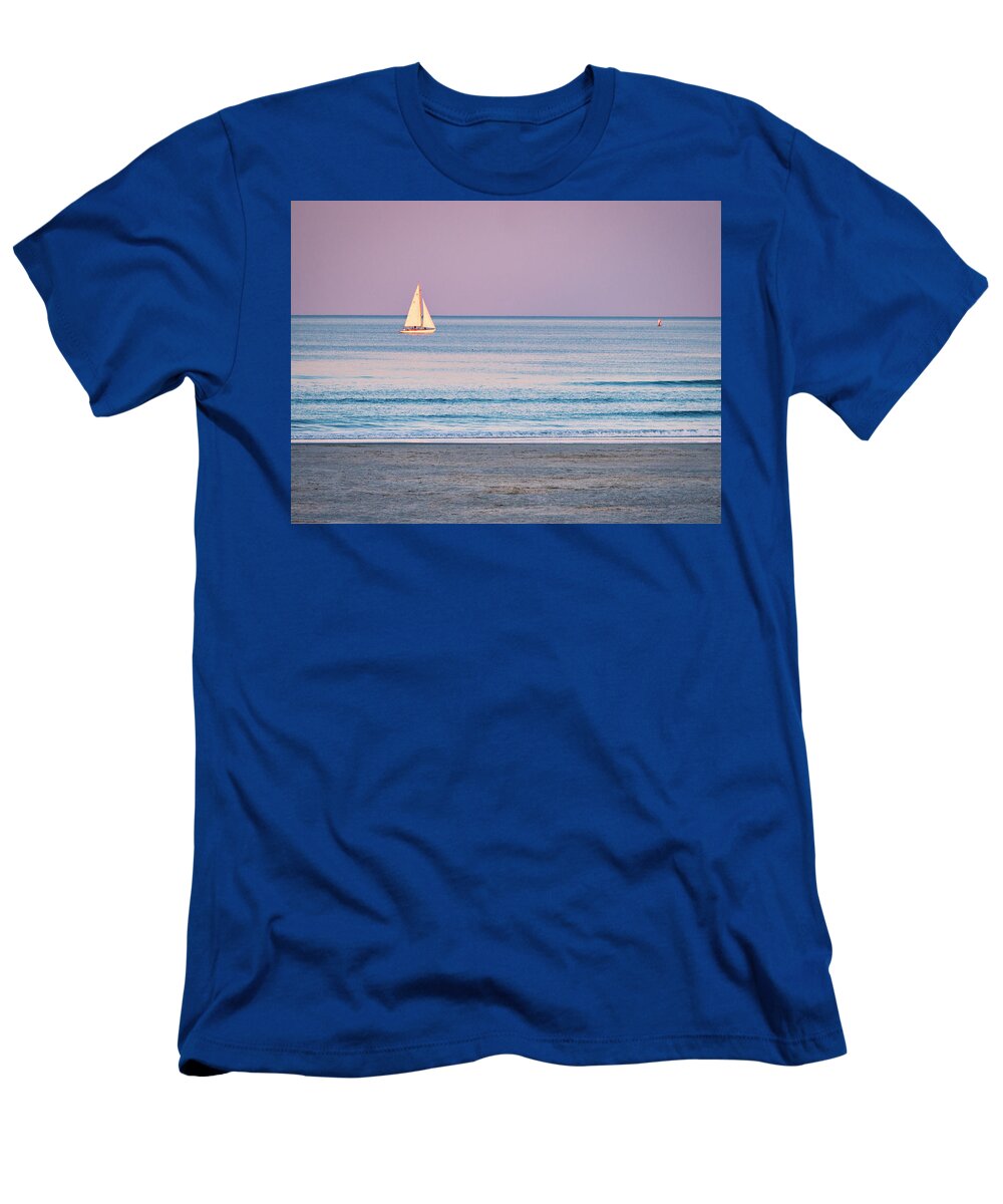 Sail T-Shirt featuring the photograph Sunset Sail - Ogunquit -Maine by Steven Ralser