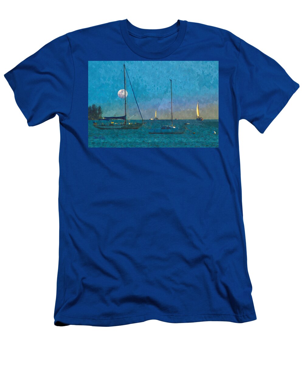 Susan Molnar T-Shirt featuring the photograph Sunset Sail on Sarasota Bay by Susan Molnar