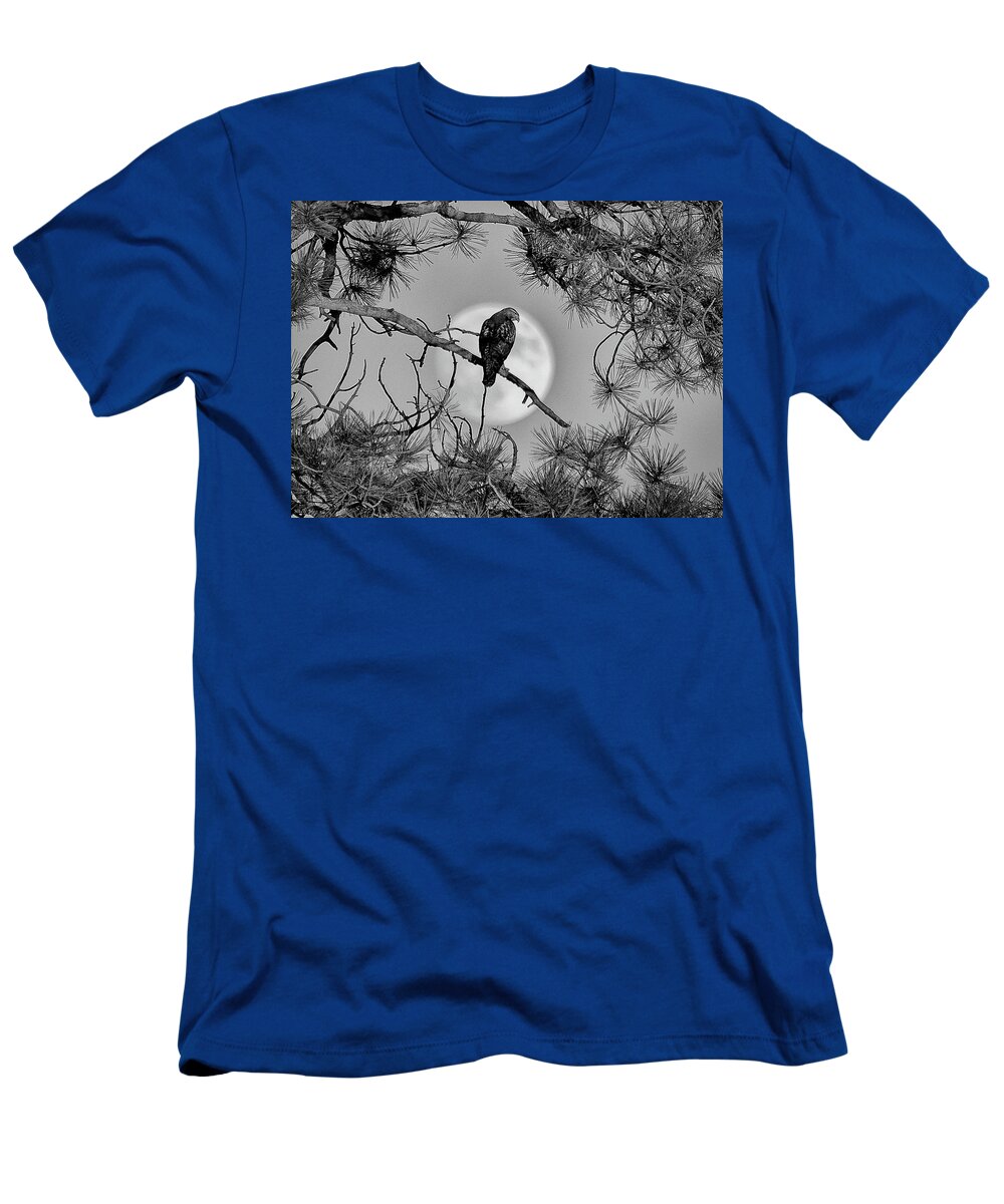 Hawk T-Shirt featuring the photograph Super Moon Hawk by Kevin Munro