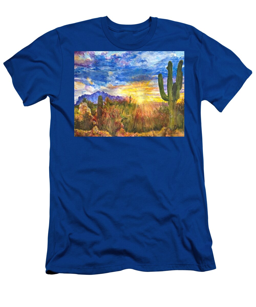 Superstition T-Shirt featuring the painting Superstition Sunset by Cheryl Wallace