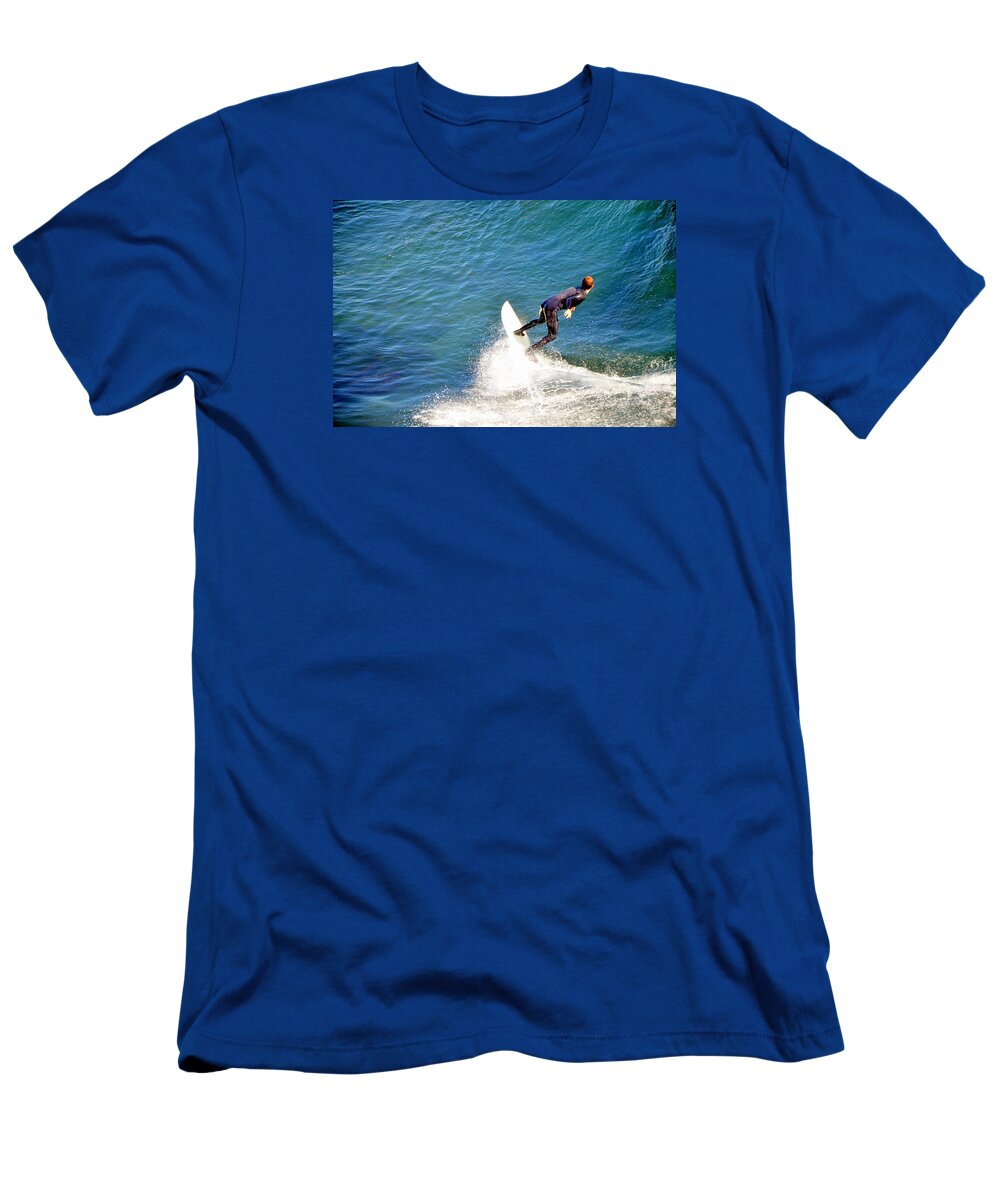 Surfer T-Shirt featuring the photograph Surfer, Steamer Lane, Santa Cruz, Series 19 by Antonia Citrino