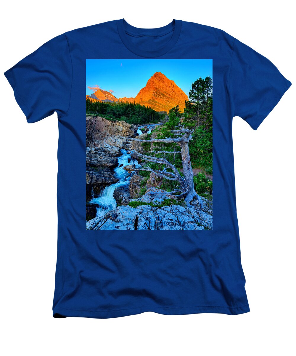 Glacier National Park T-Shirt featuring the photograph Swiftcurrent Falls by Greg Norrell