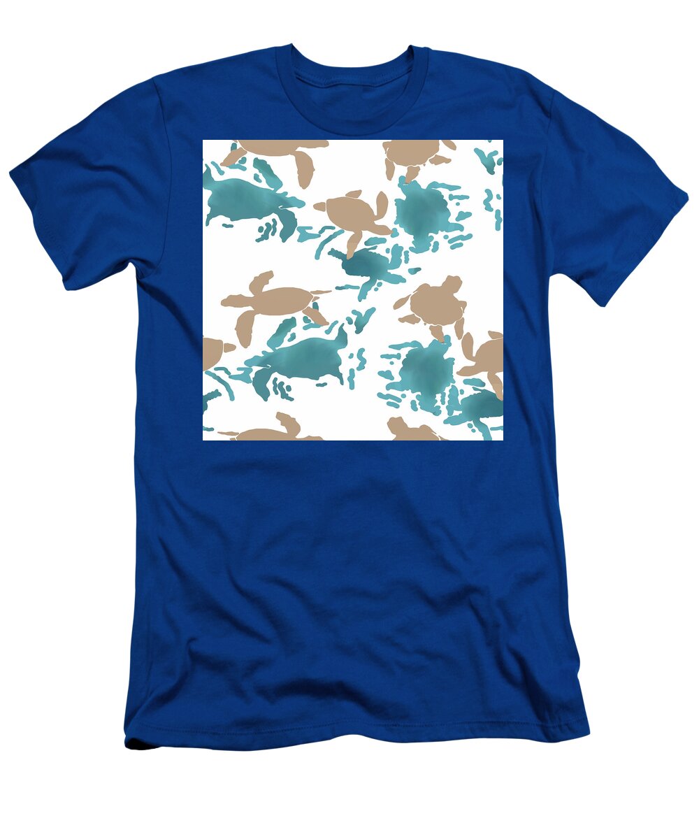 Turtle T-Shirt featuring the digital art Swimming Turtles by April Burton