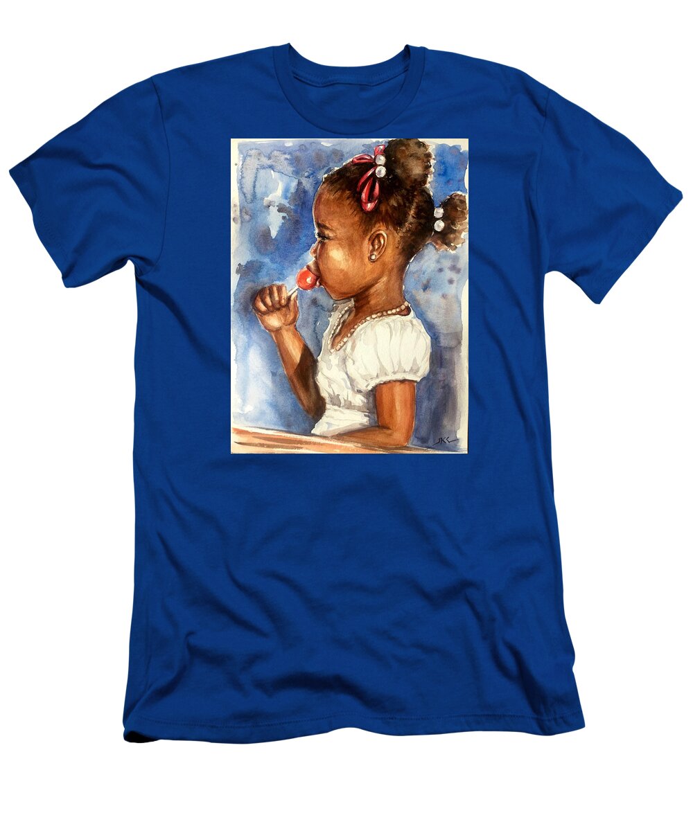 A Girl T-Shirt featuring the painting Taste of the sweet life by Katerina Kovatcheva