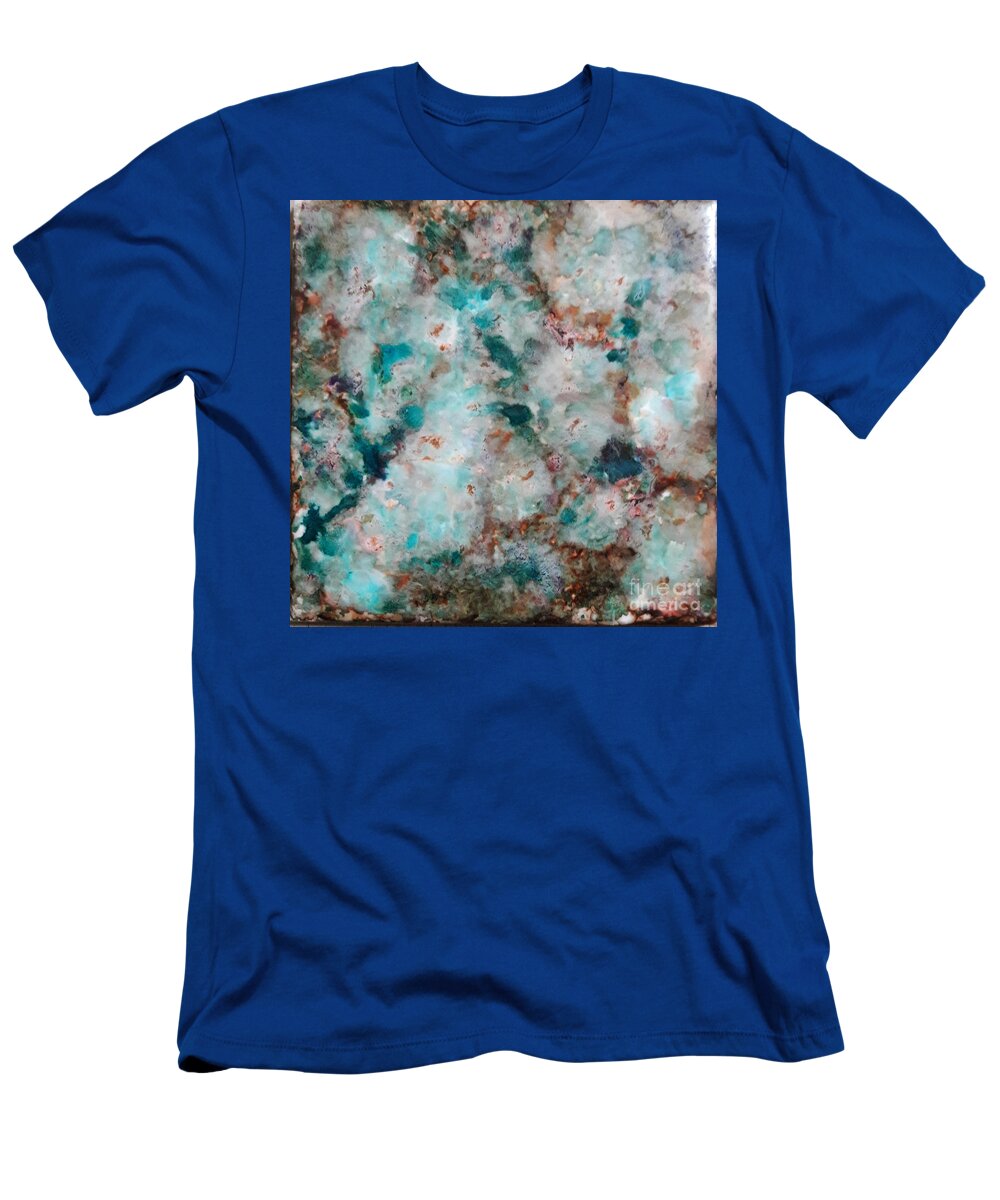 Alcohol T-Shirt featuring the painting Teal Chips by Terri Mills