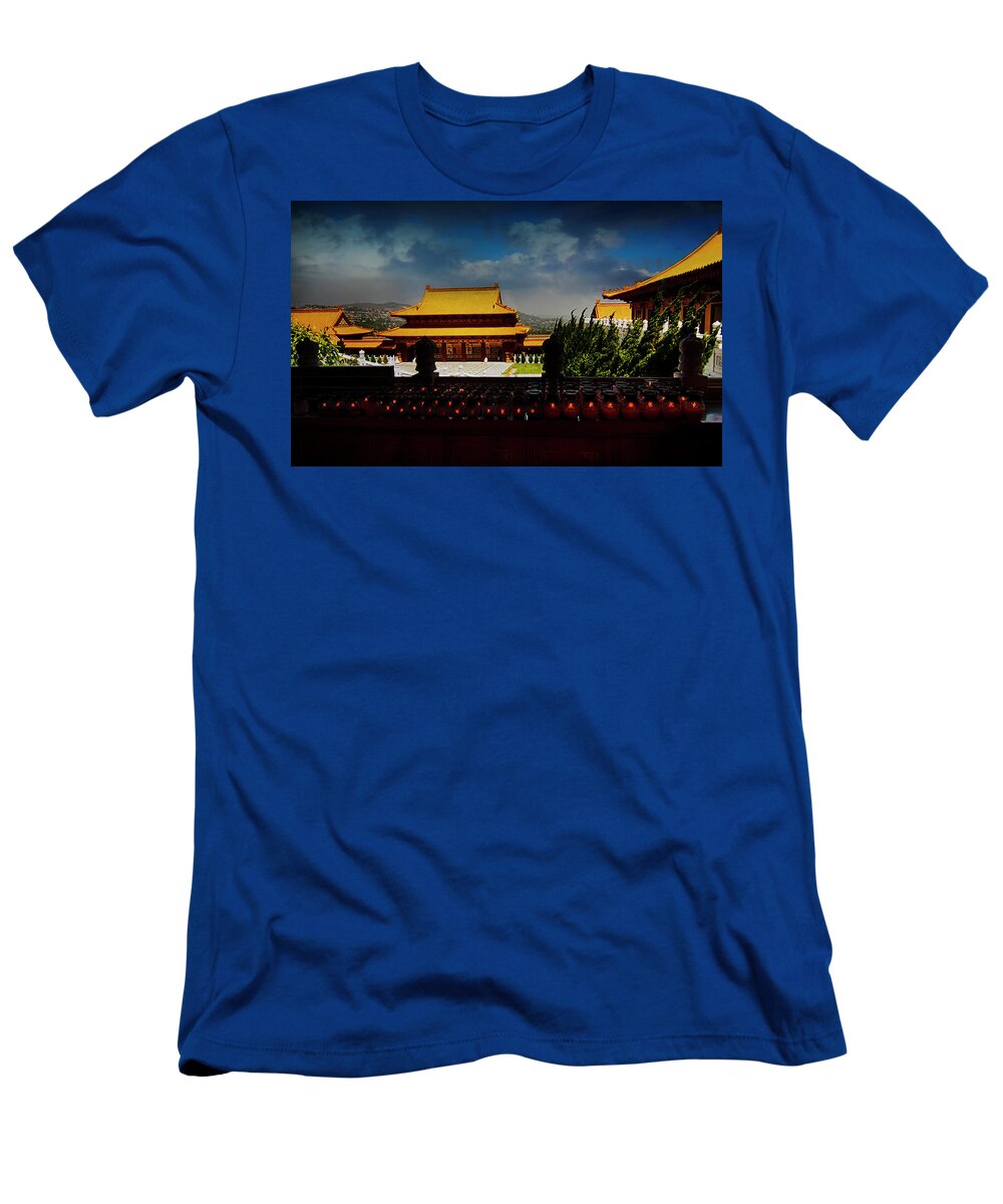 Architecture T-Shirt featuring the photograph Temple Candles by Joseph Hollingsworth