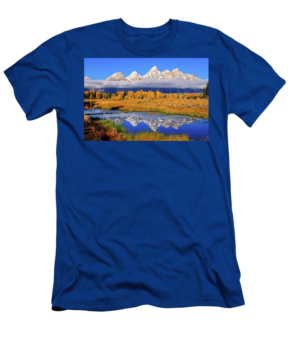 Tetons T-Shirt featuring the photograph Teton Peaks Reflections by Greg Norrell