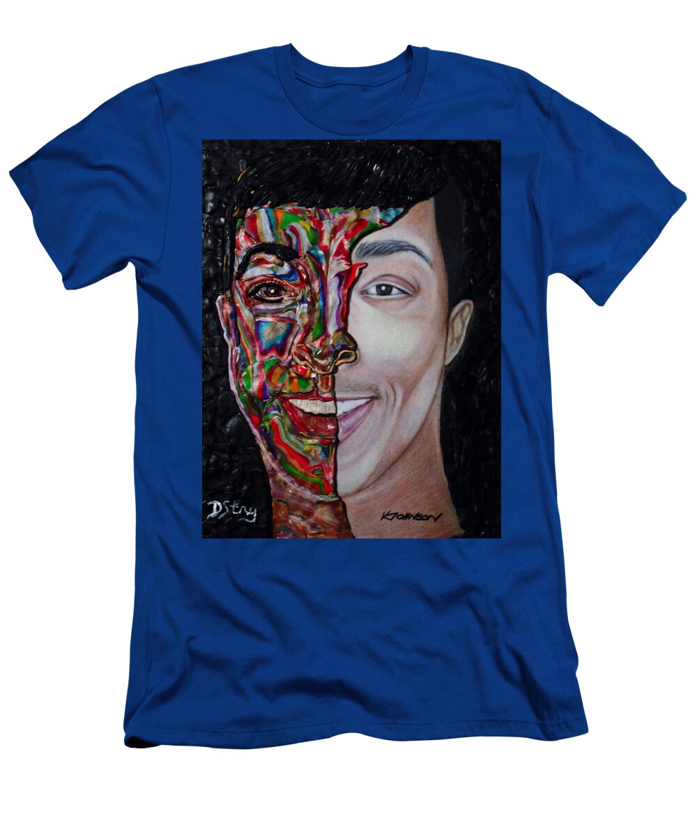 Portrait T-Shirt featuring the mixed media The Artist Within by Deborah Stanley