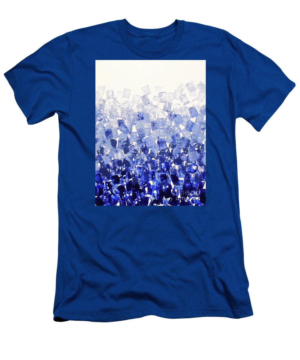 Blue Squares T-Shirt featuring the painting The Blues Blocks by Jilian Cramb - AMothersFineArt