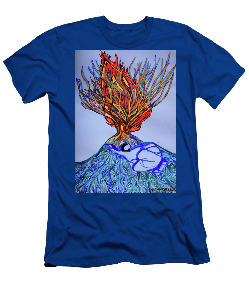Jesus T-Shirt featuring the painting The Burning Bush by Gloria Ssali