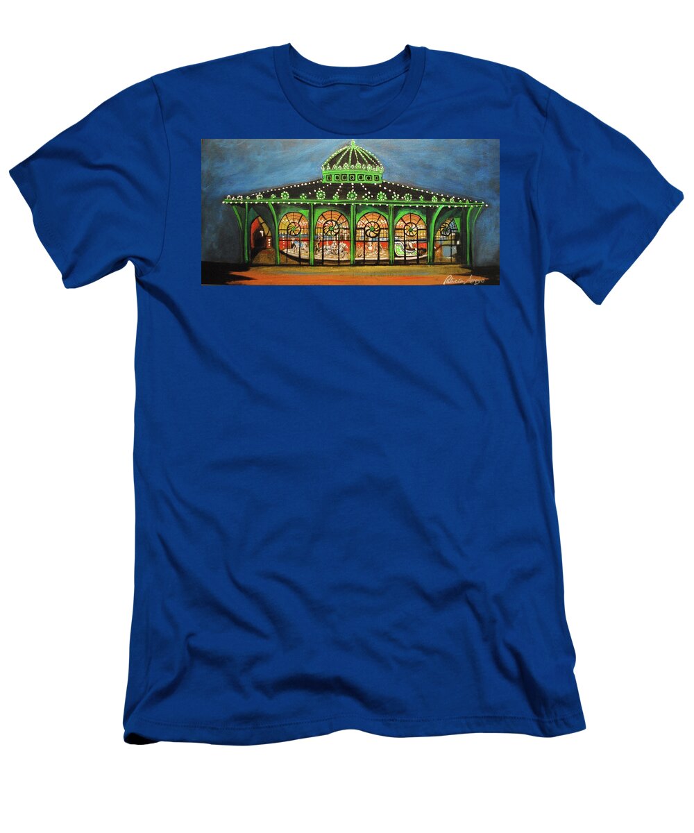 Asbury Park T-Shirt featuring the painting The Carousel of Asbury Park by Patricia Arroyo