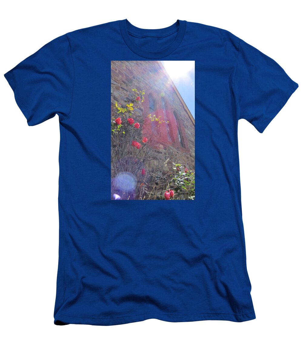 Art T-Shirt featuring the photograph The Church Rose by Amanda S Leek