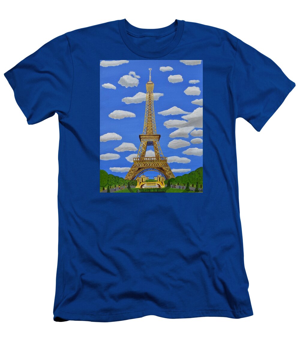 Eiffel Tower T-Shirt featuring the painting The Eiffel Tower by Magdalena Frohnsdorff