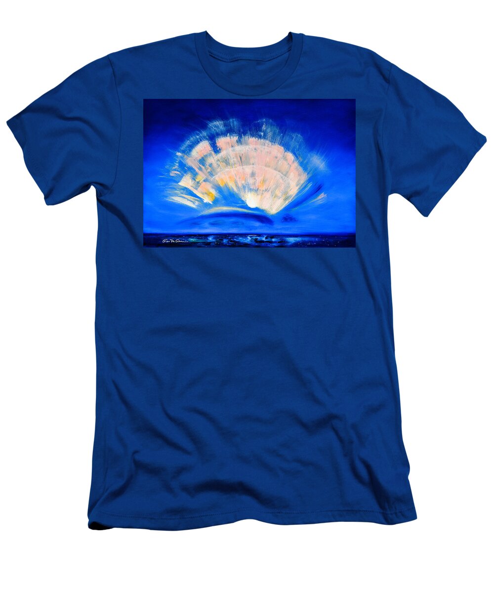 Sunset T-Shirt featuring the painting The Fan of a Fairy by Gina De Gorna