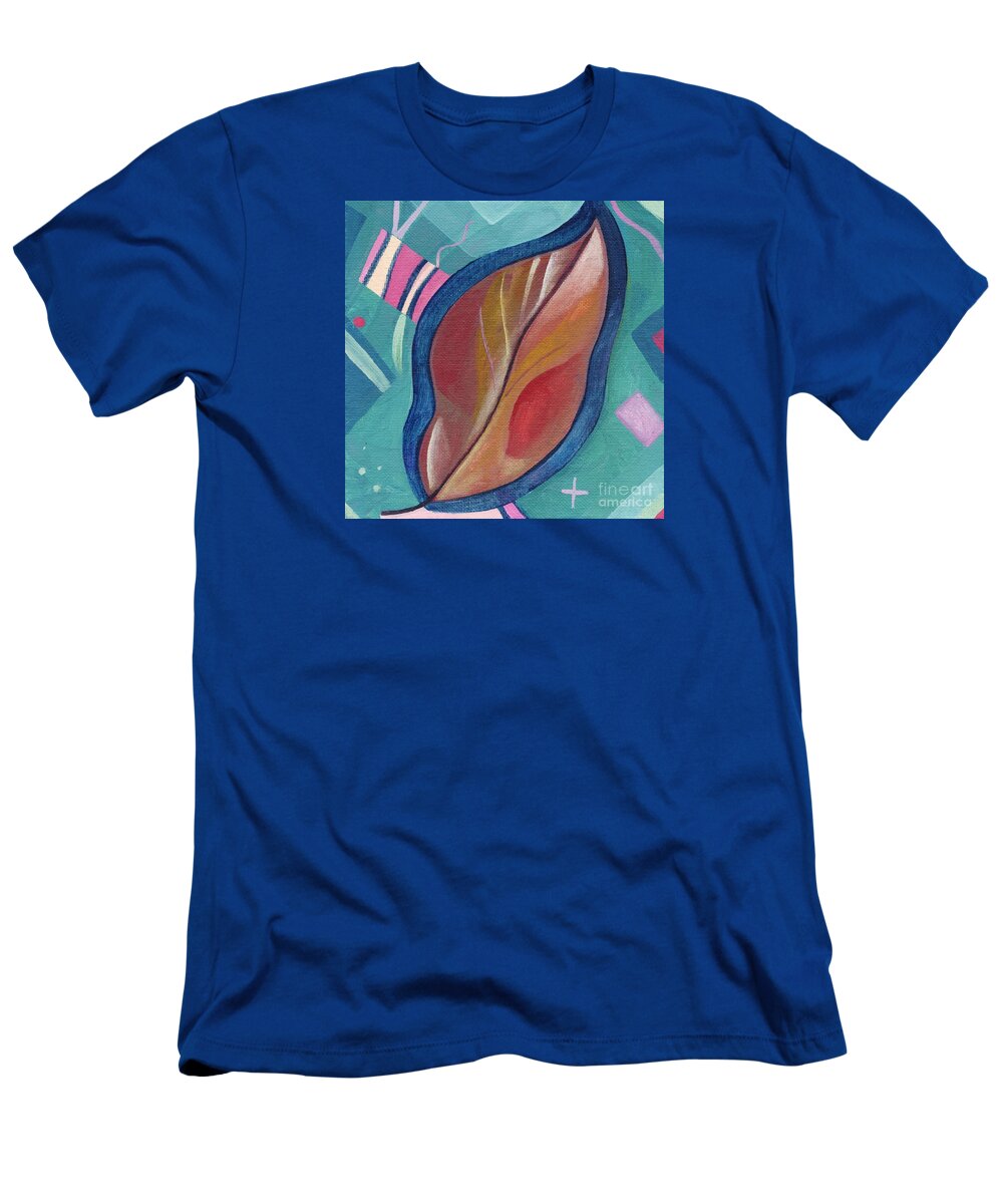 Leaf T-Shirt featuring the painting The Joy of Design X X X I by Helena Tiainen