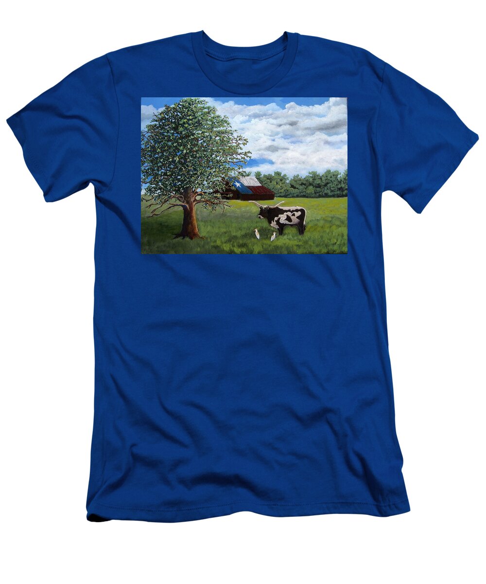 Texas T-Shirt featuring the painting The Lone One Plus 2 by Suzanne Theis