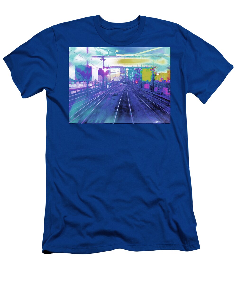 City T-Shirt featuring the painting The Past Train 5.1 by Tony Rubino