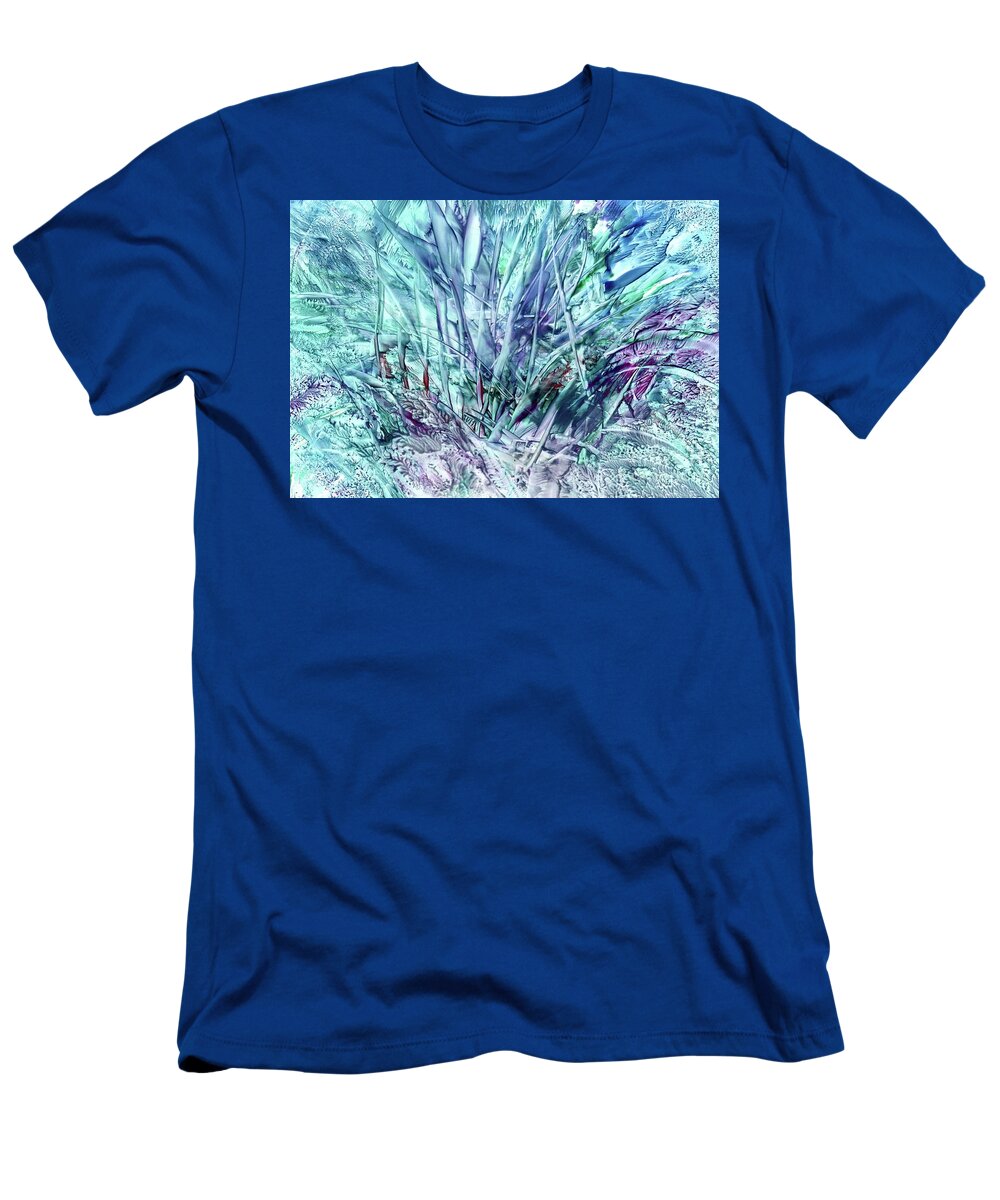 Tall Grasses T-Shirt featuring the mixed media The Road Less Traveled by Eunice Warfel