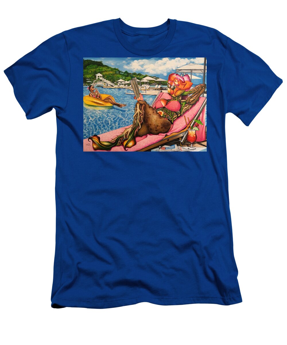 Holiday T-Shirt featuring the painting The Rosy Seasons of Life by O Yemi Tubi