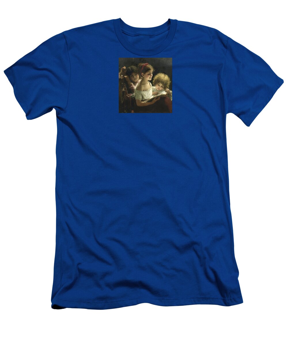 Alexei Alexeevich Harlamoff (russian T-Shirt featuring the painting The story book by Alexei Alexeevich Harlamoff