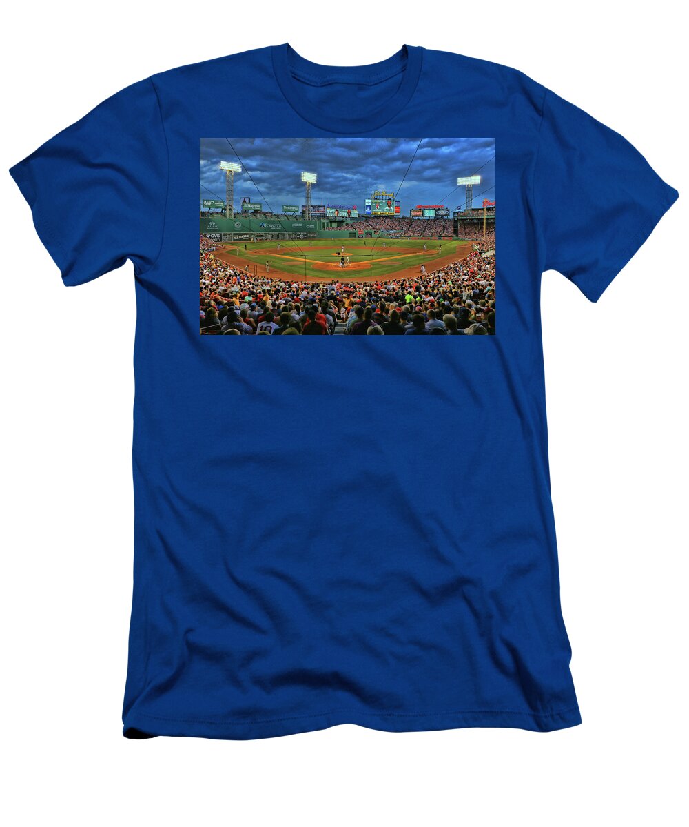 Park T-Shirt featuring the photograph The View From Behind Home Plate - Fenway Park by Allen Beatty