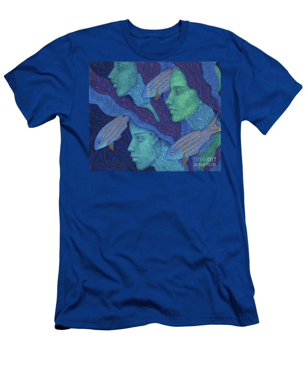 Mermaid T-Shirt featuring the painting The Waiting by Julia Khoroshikh