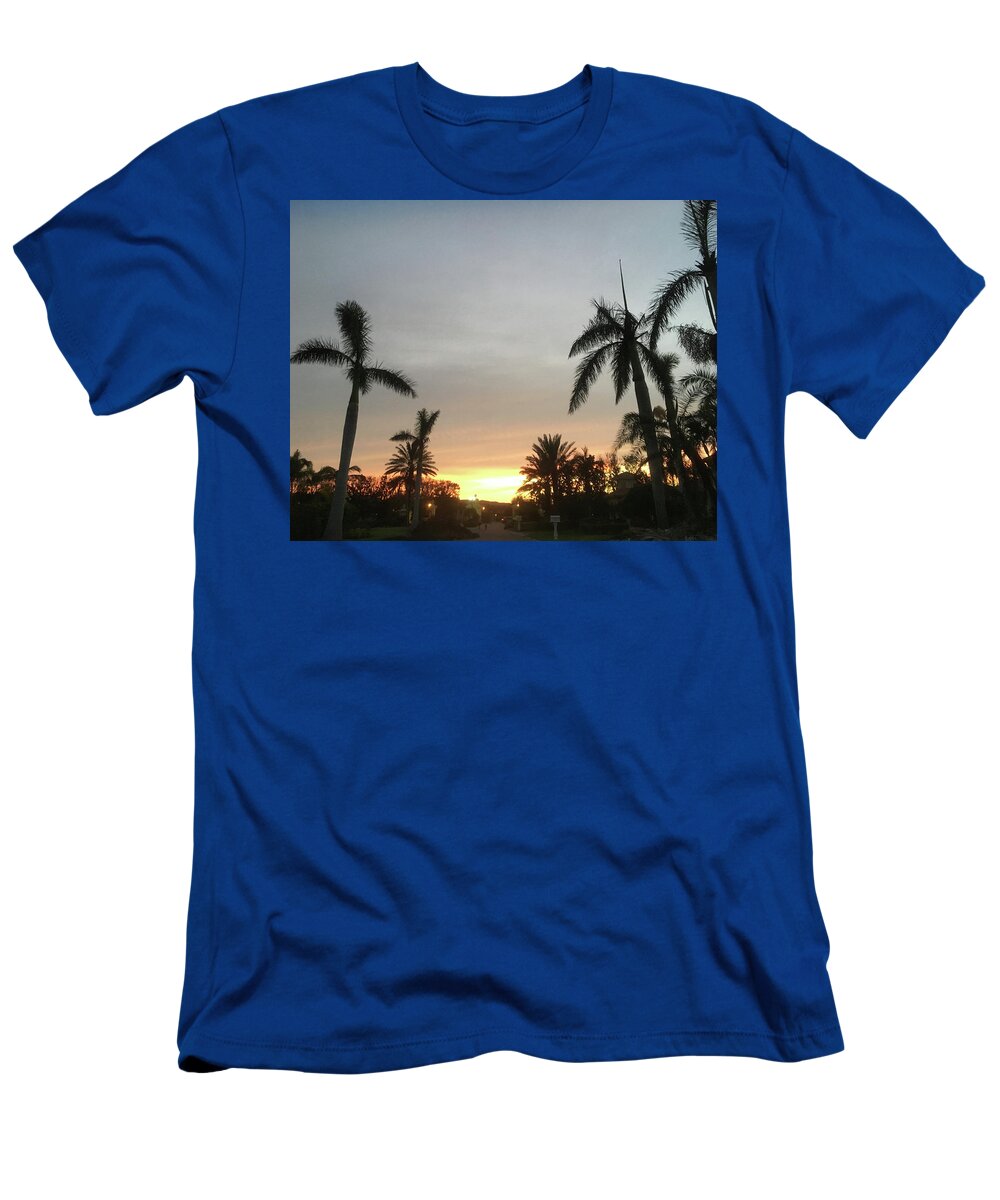 Sunset T-Shirt featuring the photograph The Yellow Glow of Sunset in Paradise by Susan Grunin