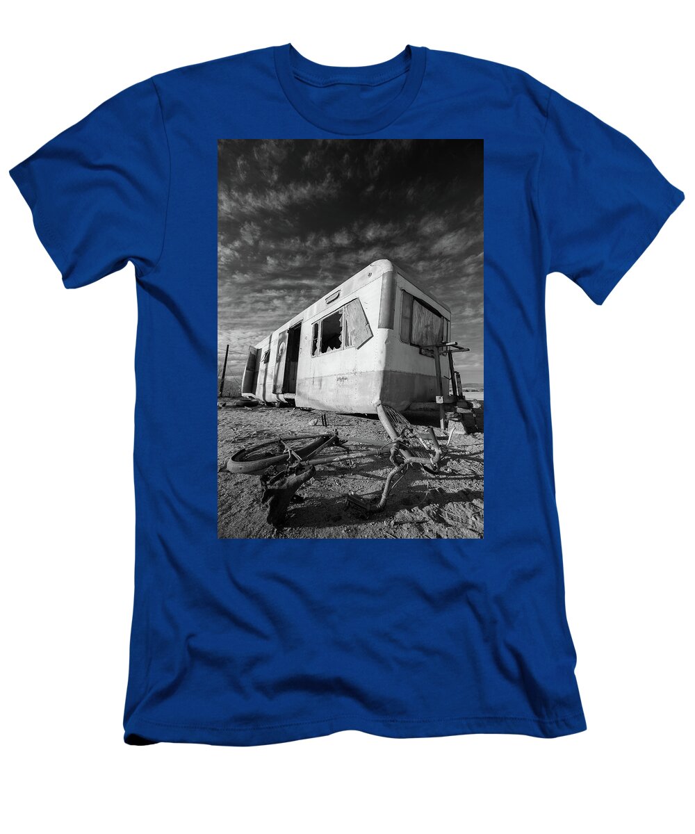 Abandoned T-Shirt featuring the photograph Theres My Bike Black and White by Scott Campbell