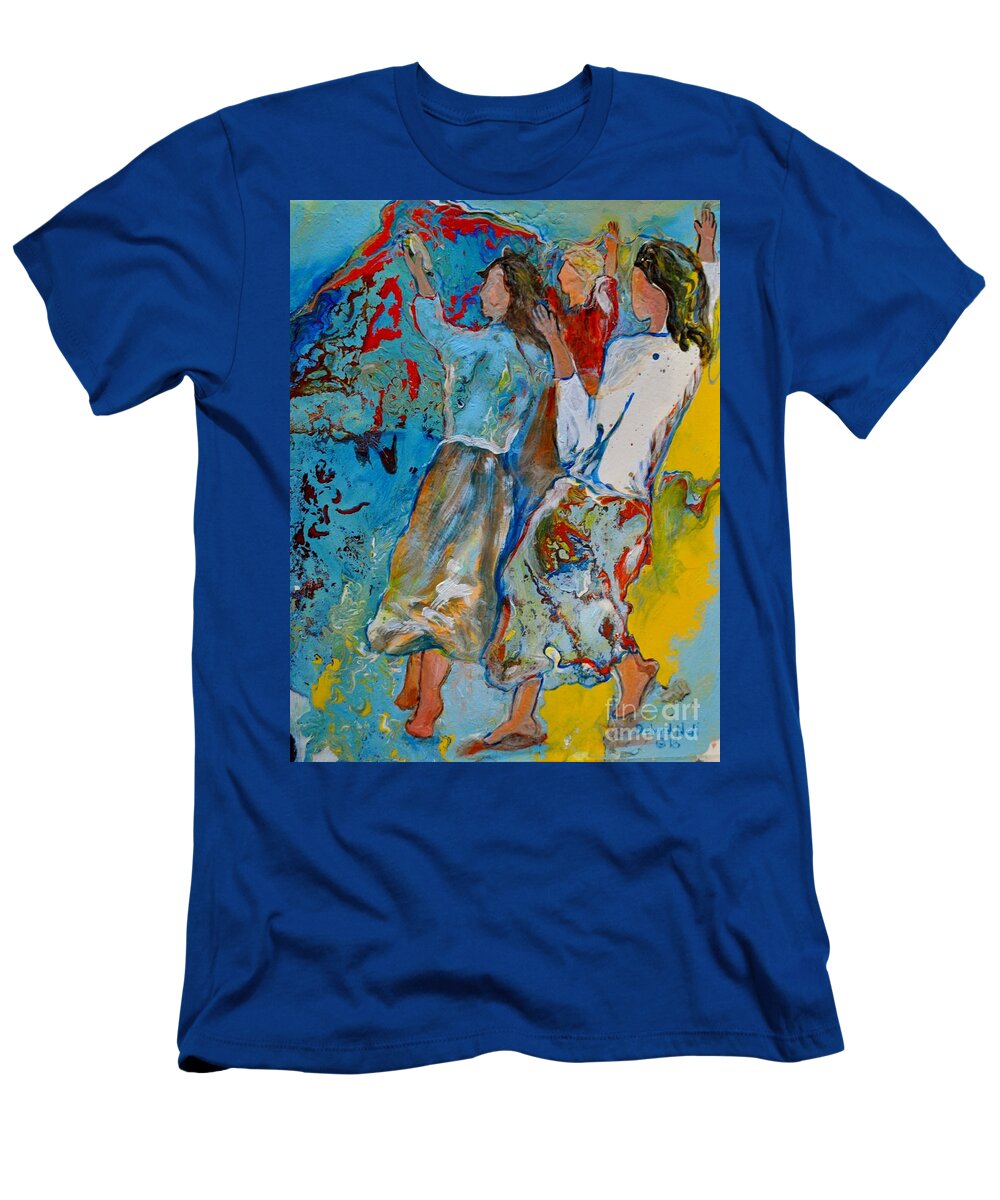 Faceless T-Shirt featuring the painting Three Dancers by Deborah Nell
