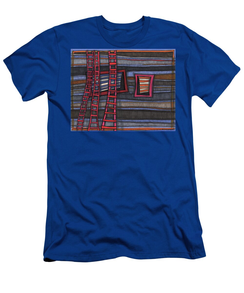 Drawing T-Shirt featuring the drawing Three Ladders by Sandra Church