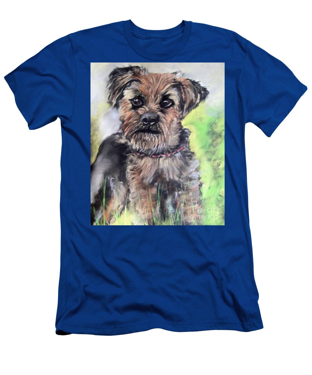 Terrier T-Shirt featuring the pastel Throw the Ball by Angela Cartner