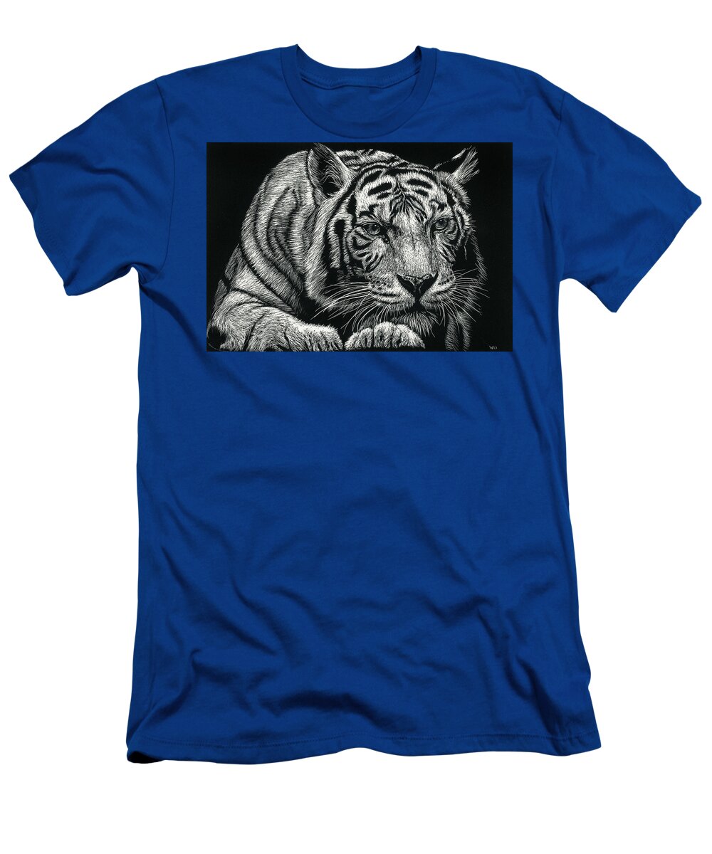 Tiger T-Shirt featuring the drawing Tiger Pause by William Underwood