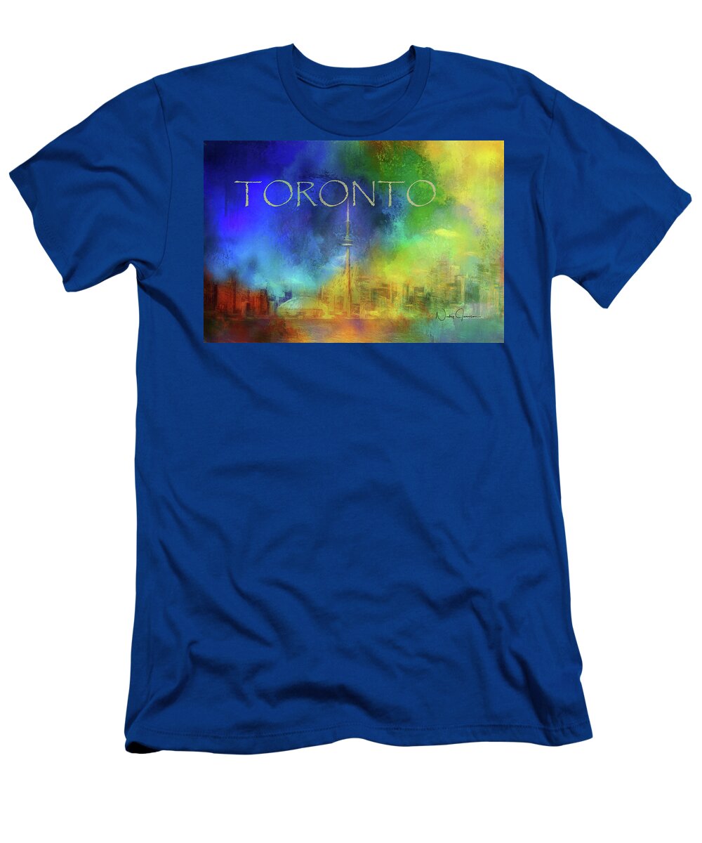 Toronto T-Shirt featuring the digital art Toronto - Cityscape by Nicky Jameson
