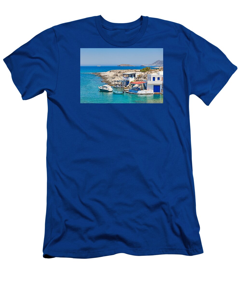 Milos T-Shirt featuring the photograph Traditional houses in Mytakas of Milos - Greece by Constantinos Iliopoulos