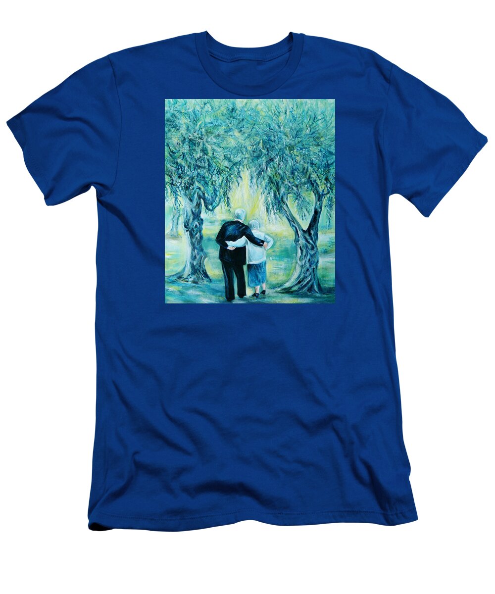 Travel T-Shirt featuring the painting Travel Notebook.Olive Groves by Anna Duyunova