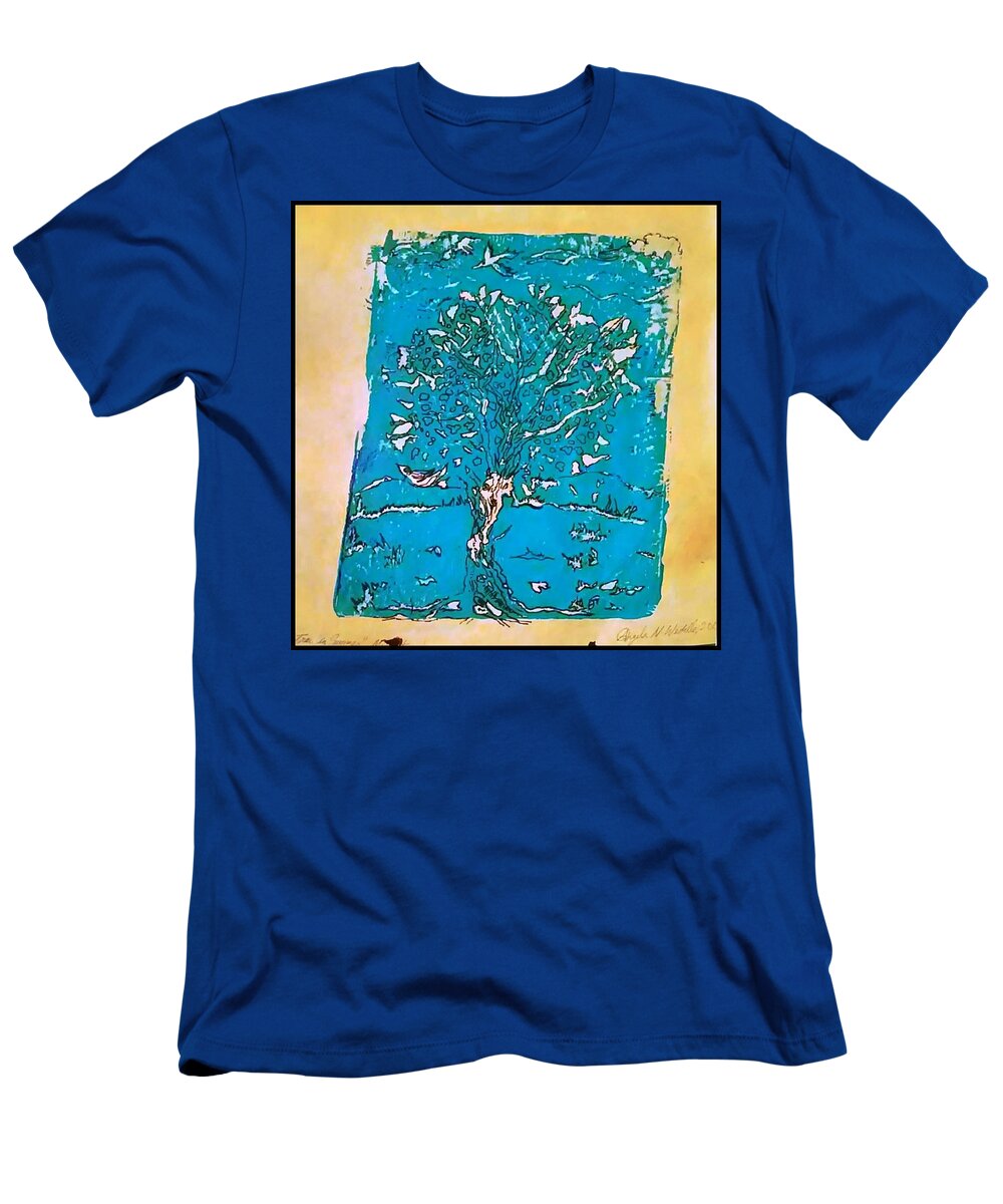 Tree T-Shirt featuring the mixed media Tree in Summer by Angela Weddle