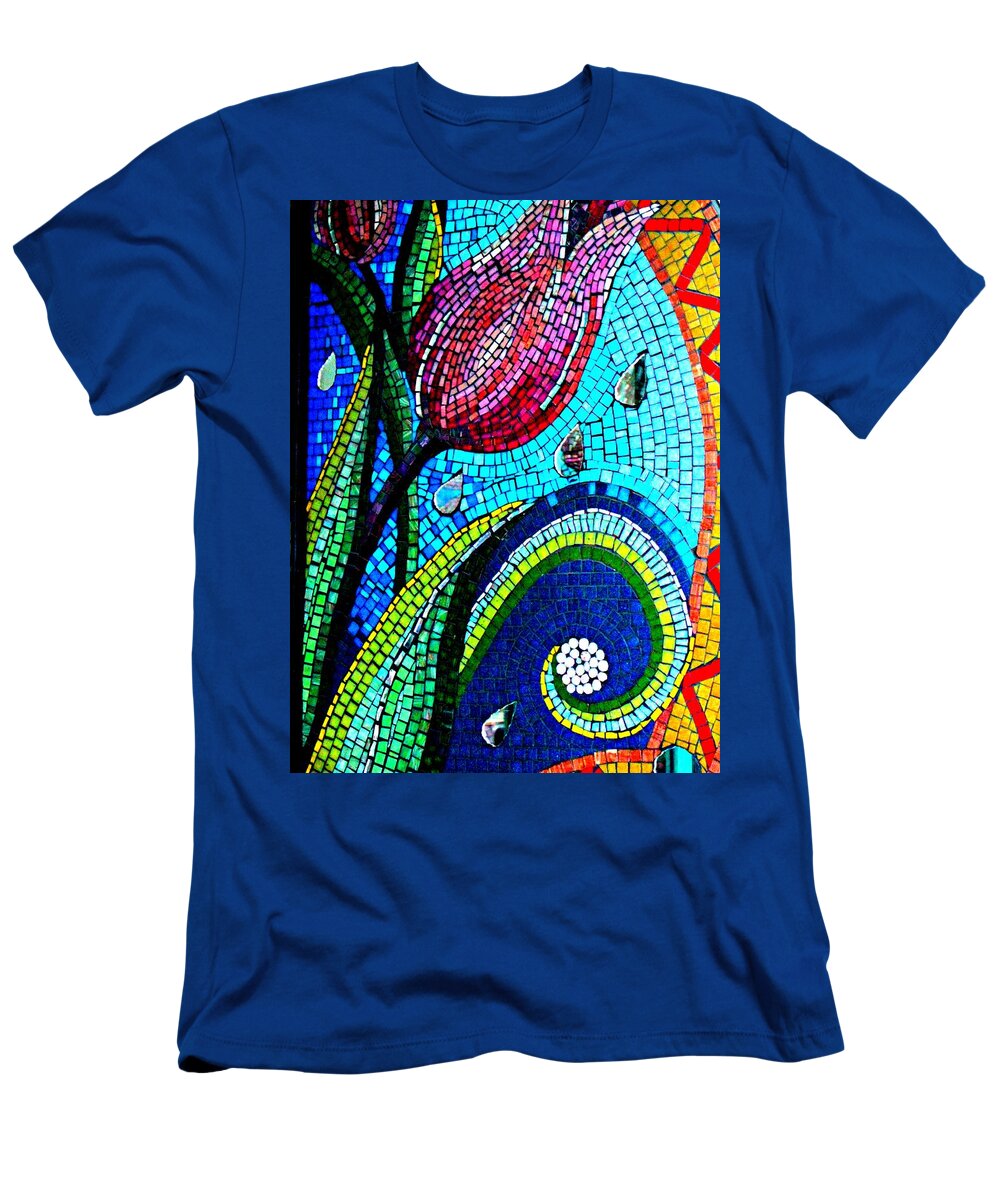 Mosaic T-Shirt featuring the photograph Tulip Mosiac Art by Mary Pille