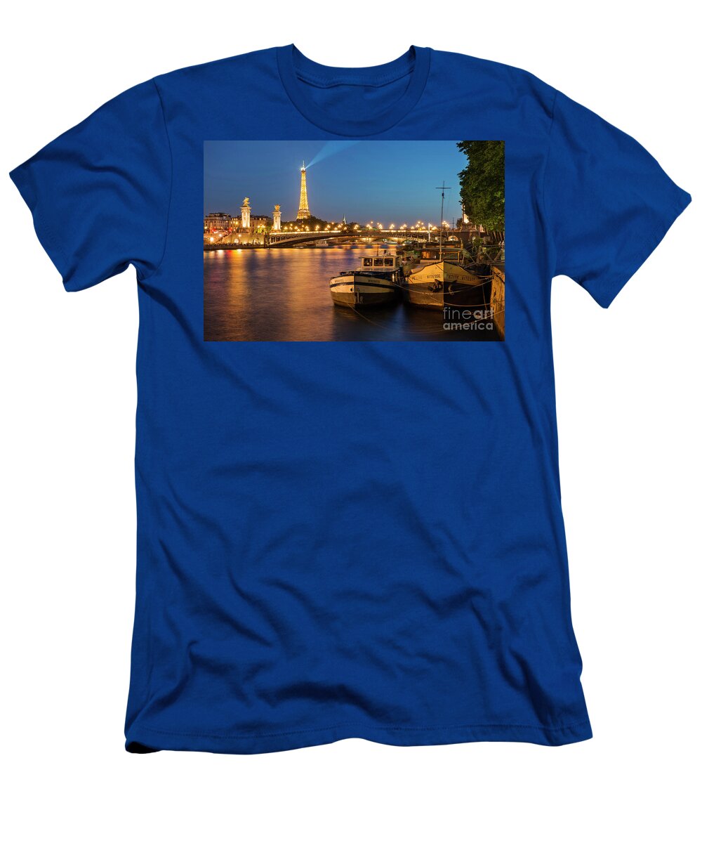 Paris T-Shirt featuring the photograph Twilight over River Seine by Brian Jannsen