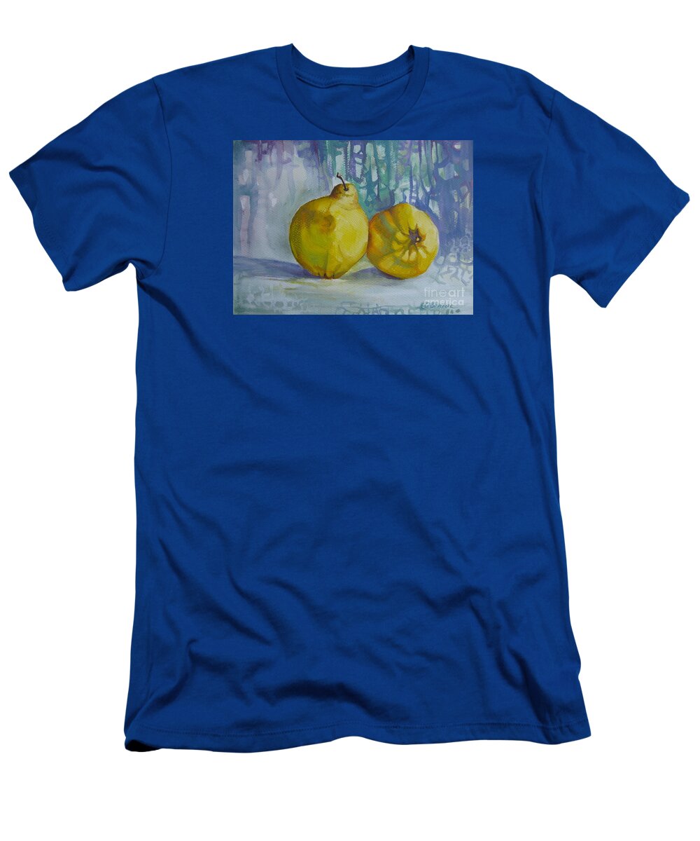 Quince T-Shirt featuring the painting Two quinces by Elena Oleniuc