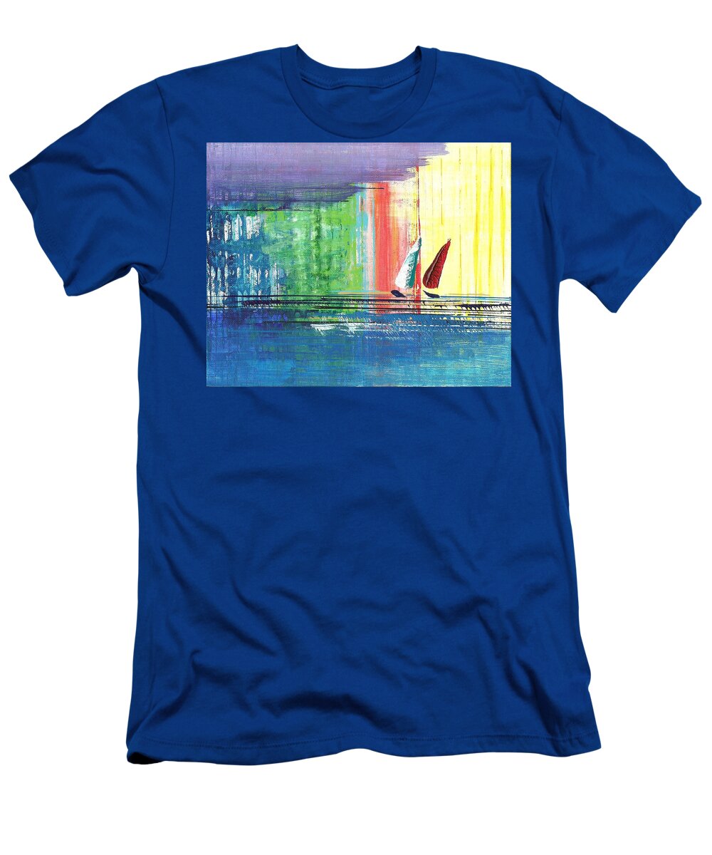 Sailboat T-Shirt featuring the painting Two Sails by Corinne Carroll