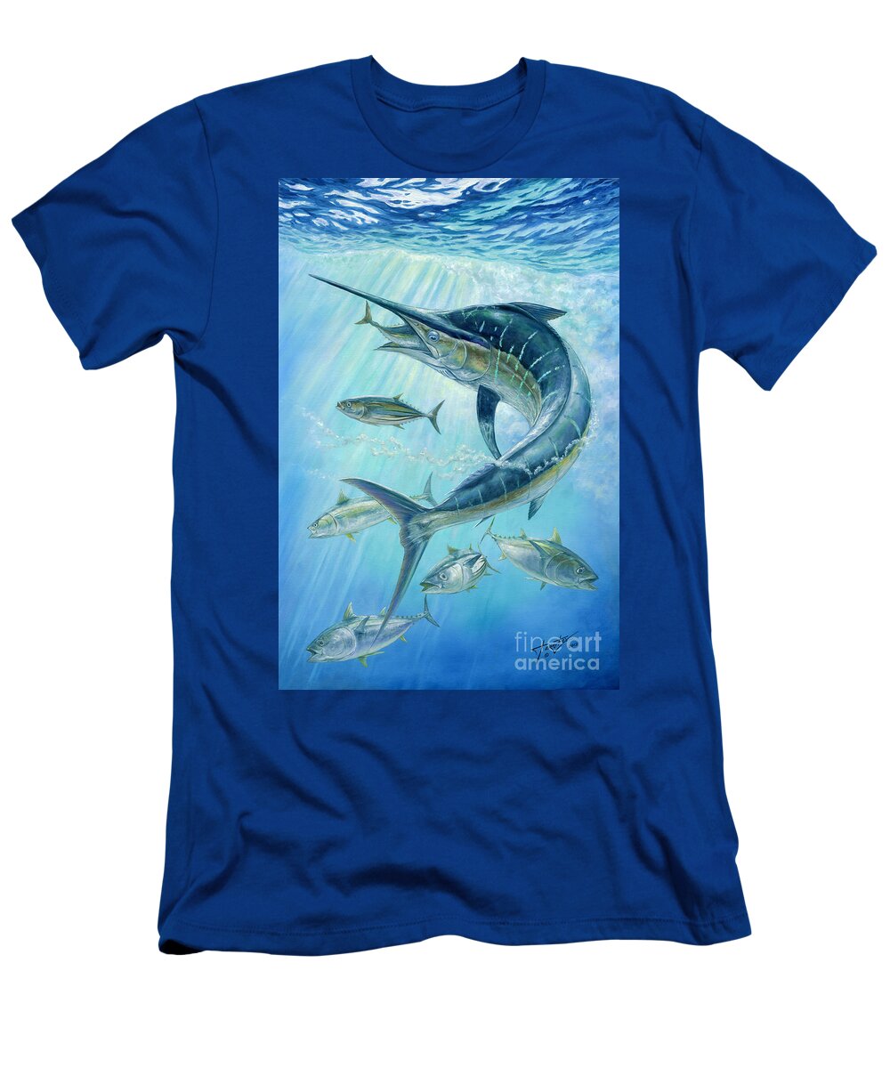 Blue Marlin T-Shirt featuring the painting Underwater Hunting by Terry Fox
