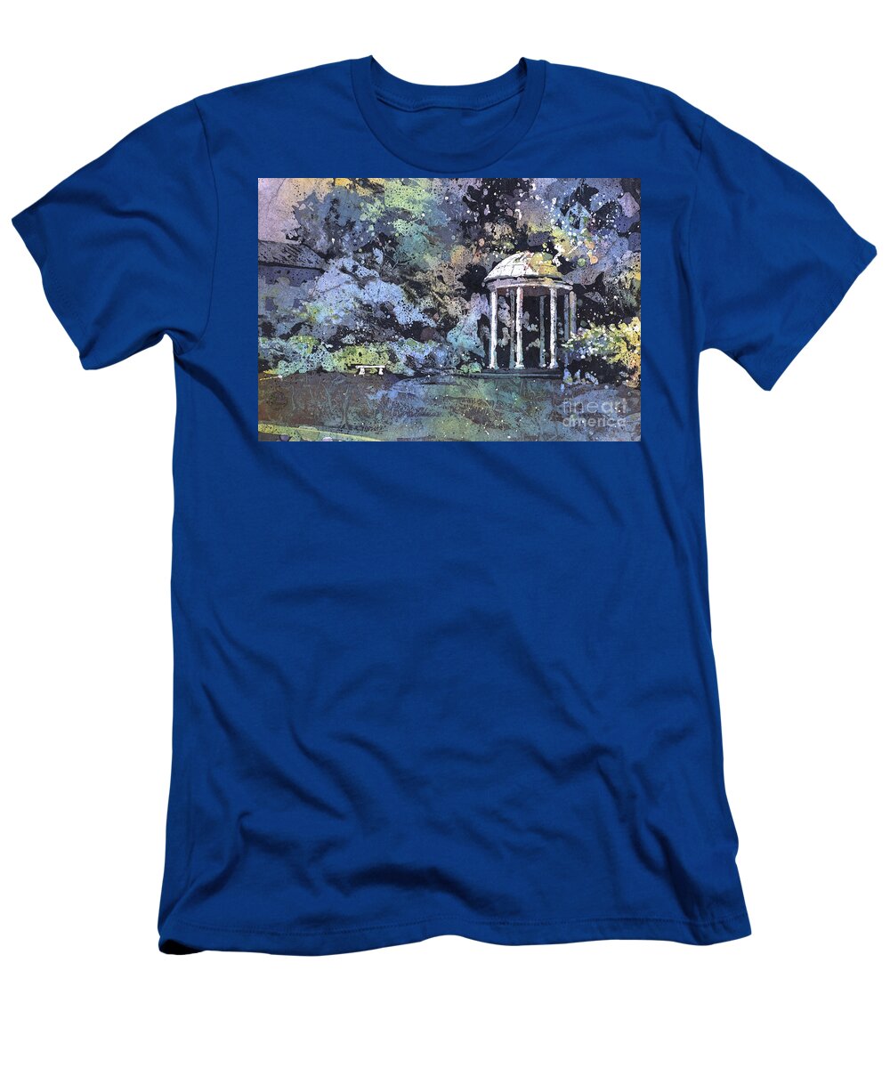 Blue T-Shirt featuring the painting University of North Carolina well by Ryan Fox