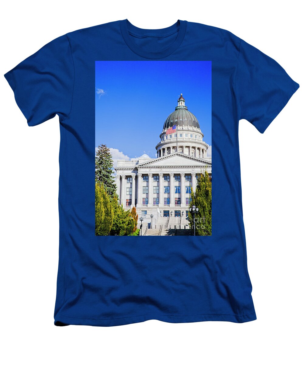 Salt Lake T-Shirt featuring the photograph Utah State Capitol by David Millenheft
