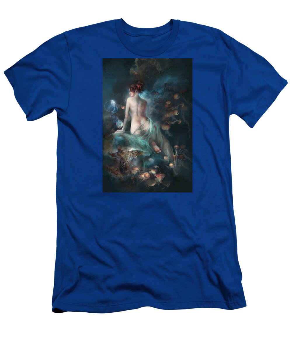 Portrait T-Shirt featuring the digital art Voyage by Te Hu